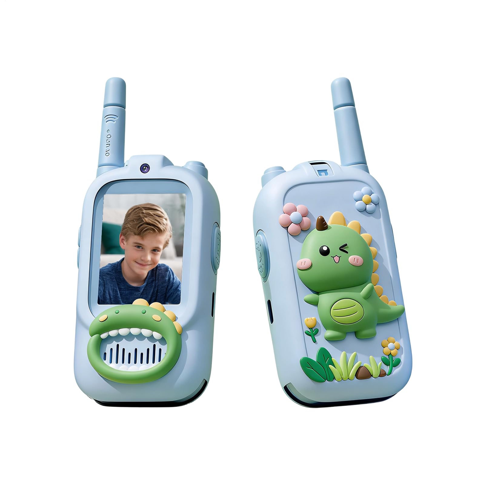 Talkie-Walkies Talkie-Walkie 2 Pièces Longue Portée Rechargeable pour Jeux Intérieur et Extérieur - Caméra HD Motif Dino