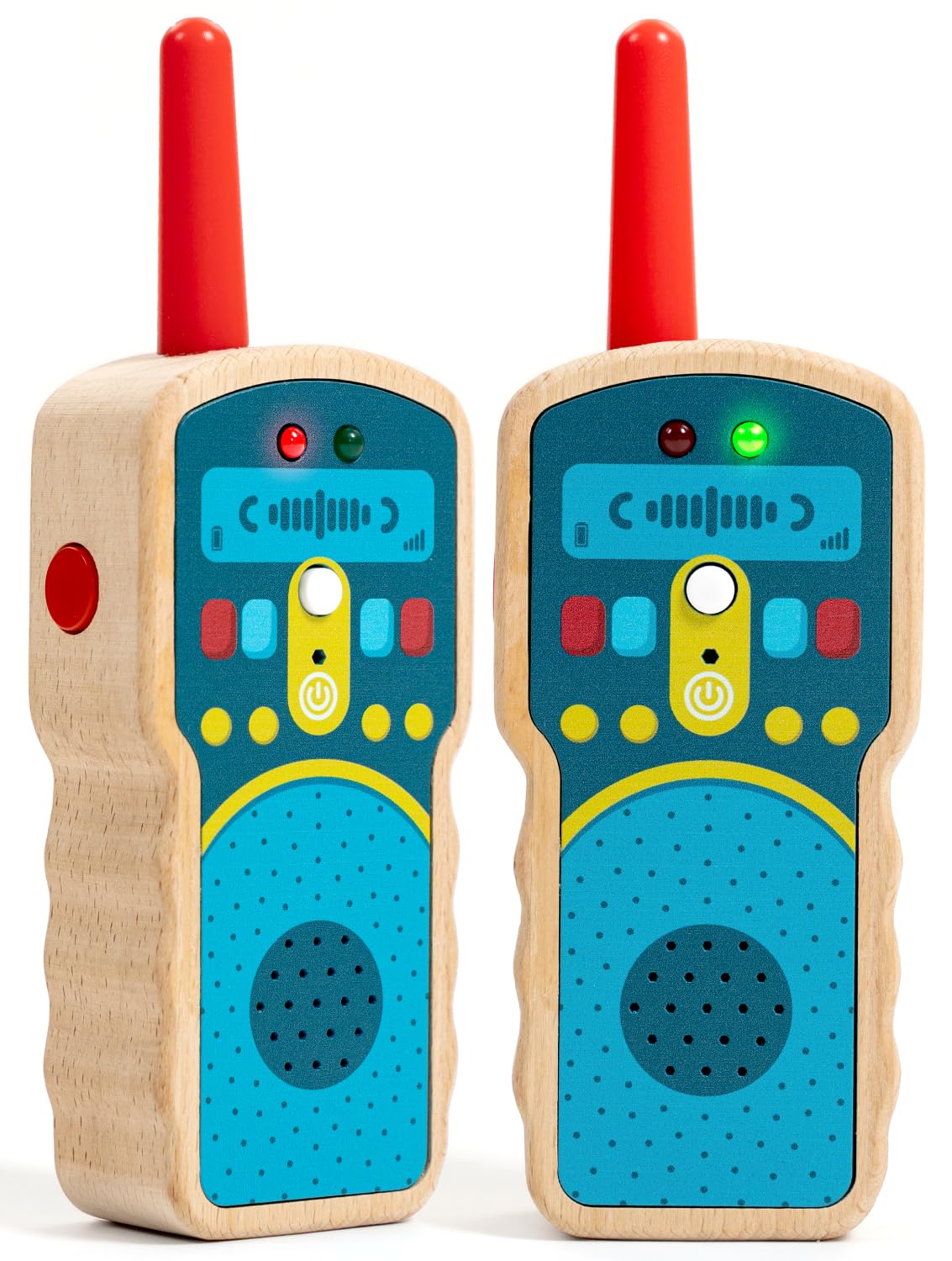 Nene Toys Talkie-Walkies en Bois pour Enfants - 500 m de Portée, Push-to-Talk, Jeu Intérieur/Extérieur - Cadeau 2-8 Ans 